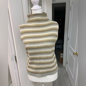 Bhatti Vintage Striped Sleeveless Turtleneck Sweater Size M